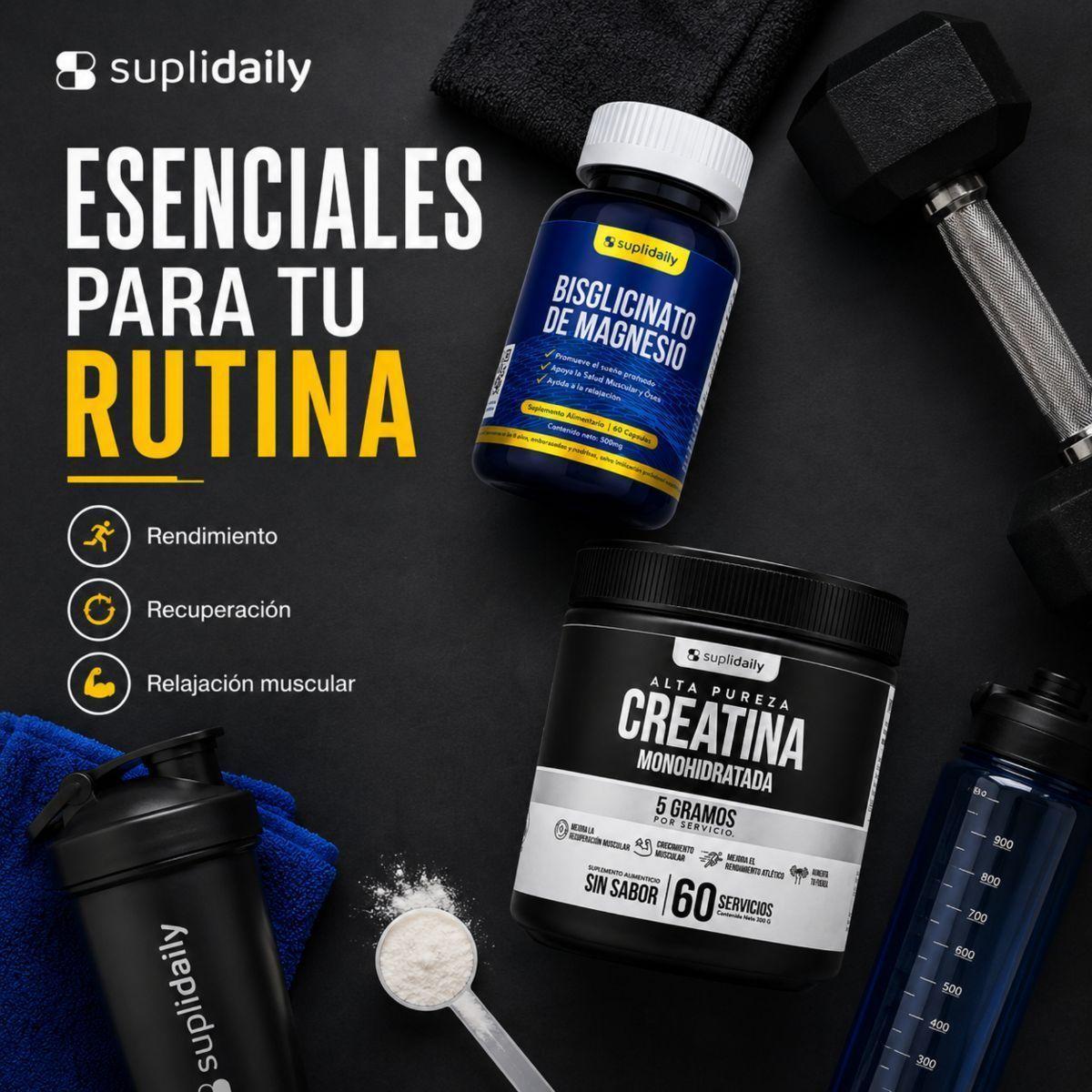 Dúo Fitness Integral: Creatina Monohidratada 300g + Magnesio 60 Cap SupliDaily-5