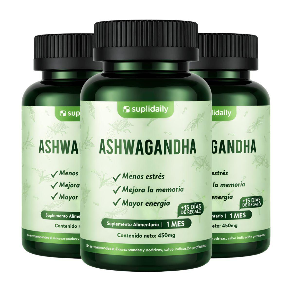 PACK X3 Ashwagandha Premium 450 Mg 135 Porciones Suplidaily-0