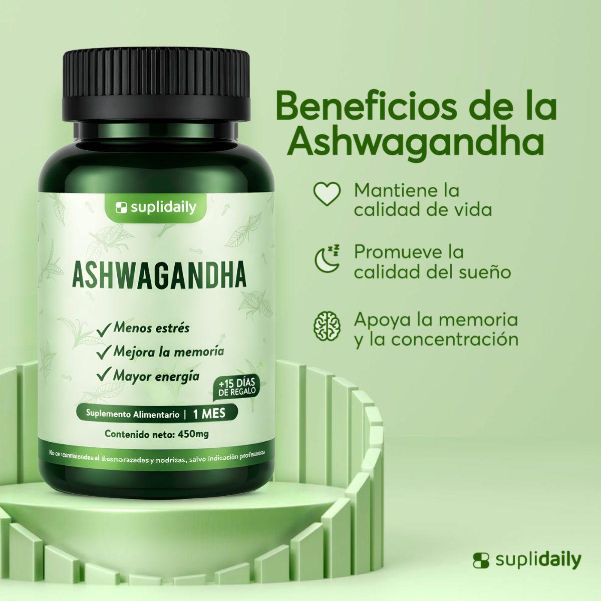 PACK X3 Ashwagandha Premium 450 Mg 135 Porciones Suplidaily-9