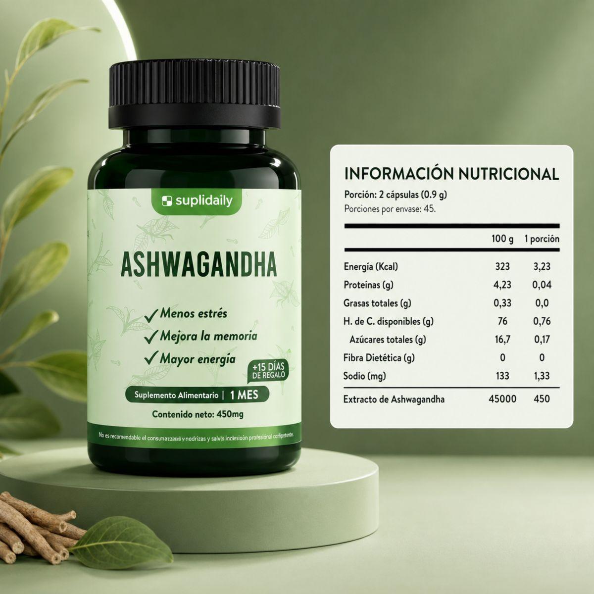 PACK X3 Ashwagandha Premium 450 Mg 135 Porciones Suplidaily-9