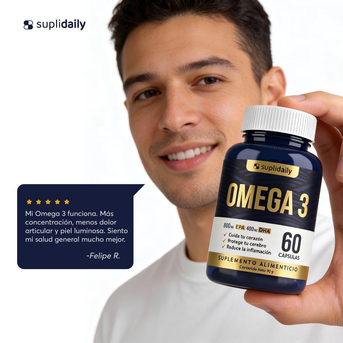 OMEGA 3 SupliDaily 60 cápsulas Alta concentración EPA 800 mg / DHA 400 mg-9