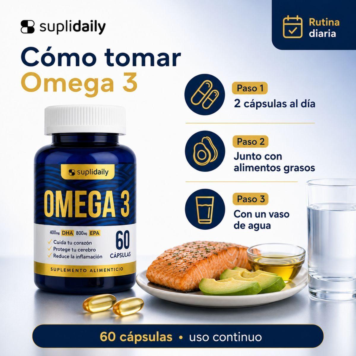 OMEGA 3 SupliDaily 60 cápsulas Alta concentración EPA 800 mg / DHA 400 mg-7