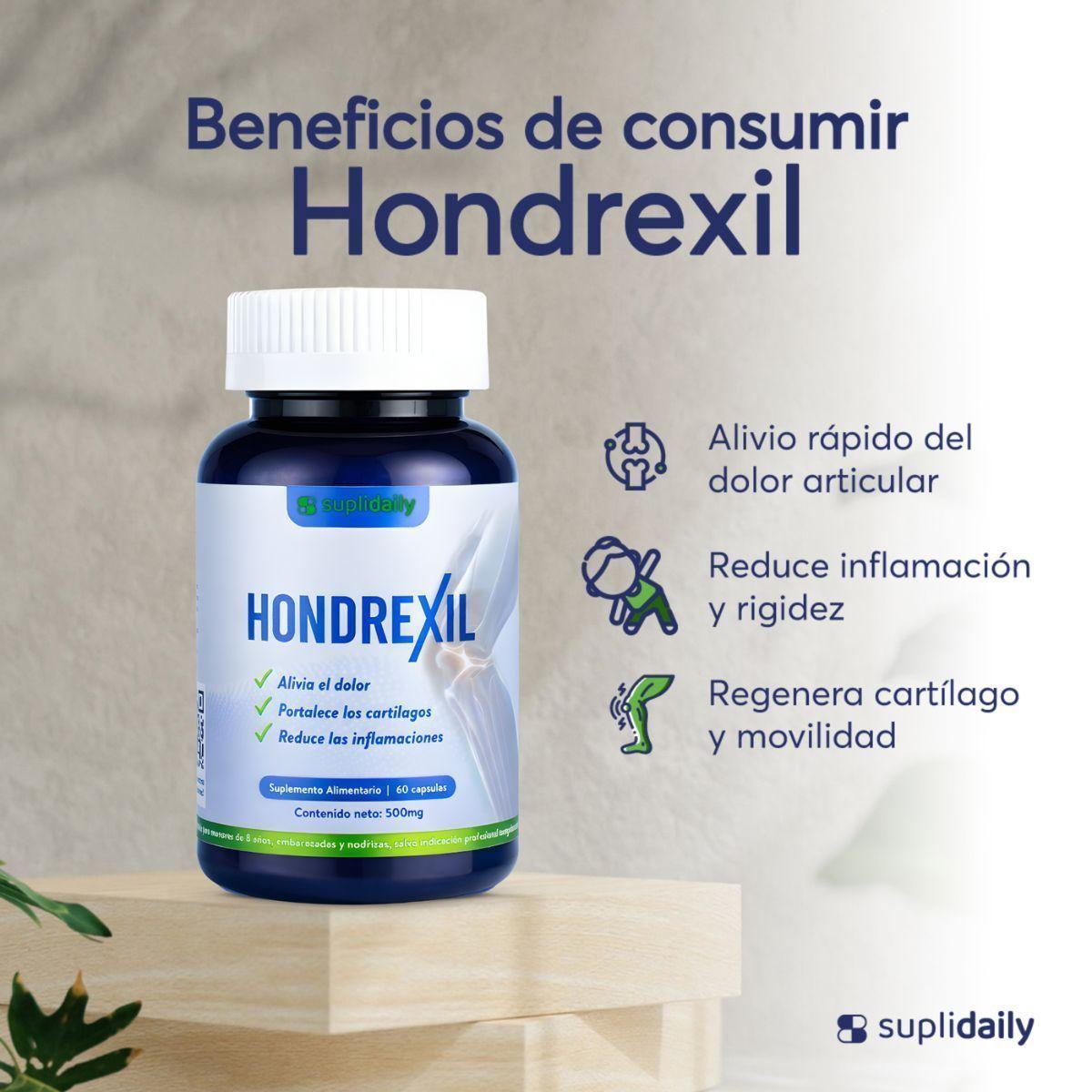 Hondrexil Colageno Suplemento Articular Alta Potencia SupliDaily 60 Caps Pack X2-5