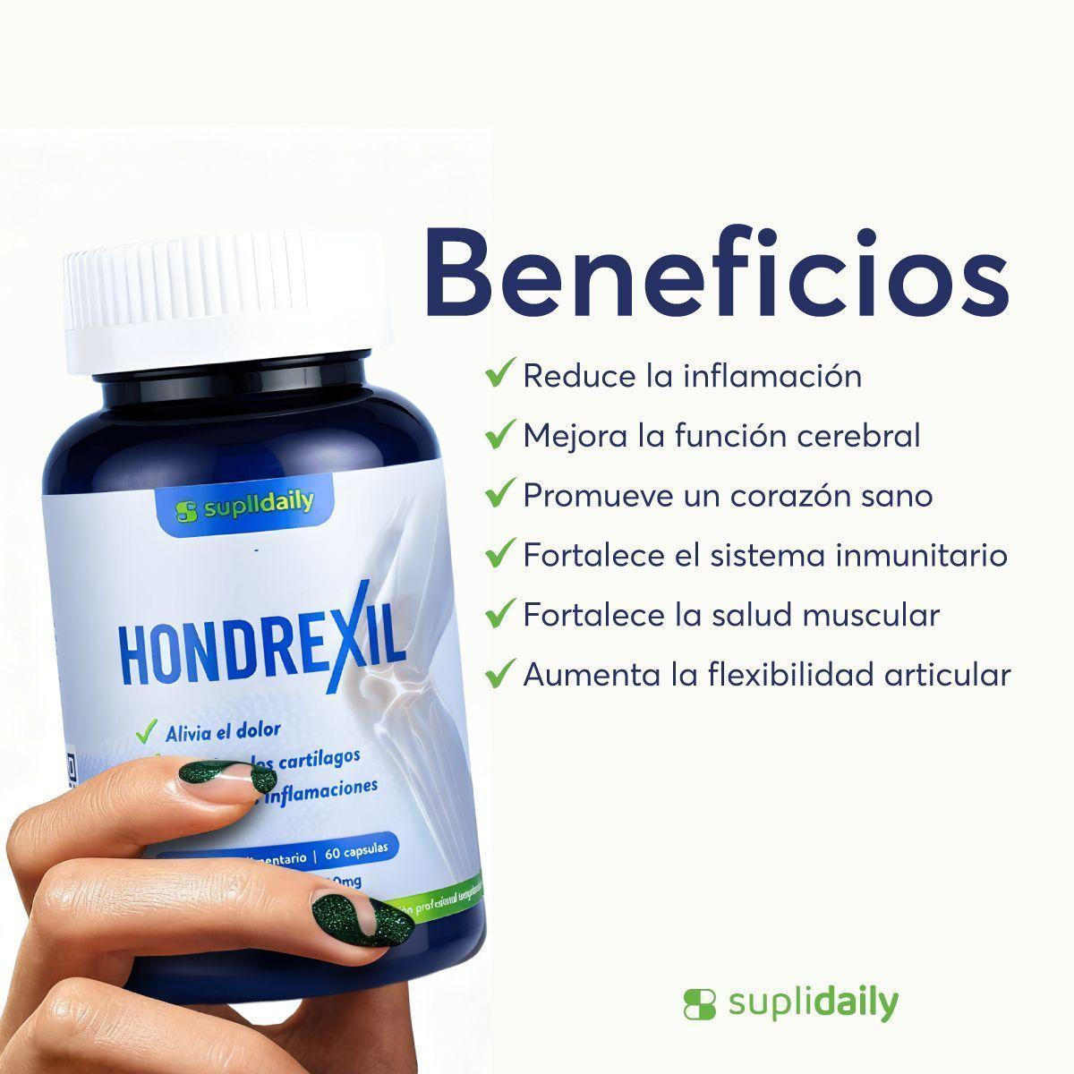 Hondrexil Colageno Suplemento Articular Alta Potencia SupliDaily 60 Caps Pack X2-7