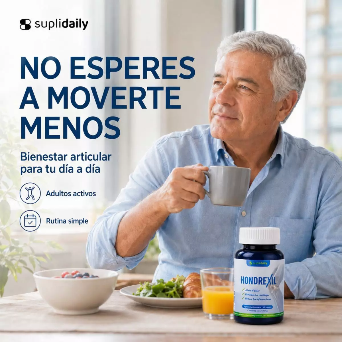 Hondrexil Colageno Suplemento Articular Alta Potencia SupliDaily 60 Caps Pack X2-4