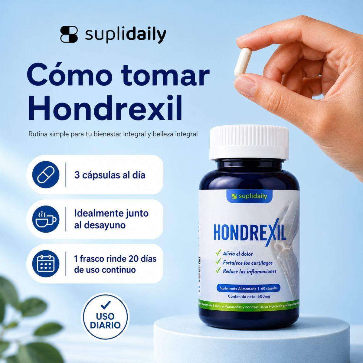 Hondrexil Colageno Suplemento Articular Alta Potencia SupliDaily 60 Caps Pack X2-6