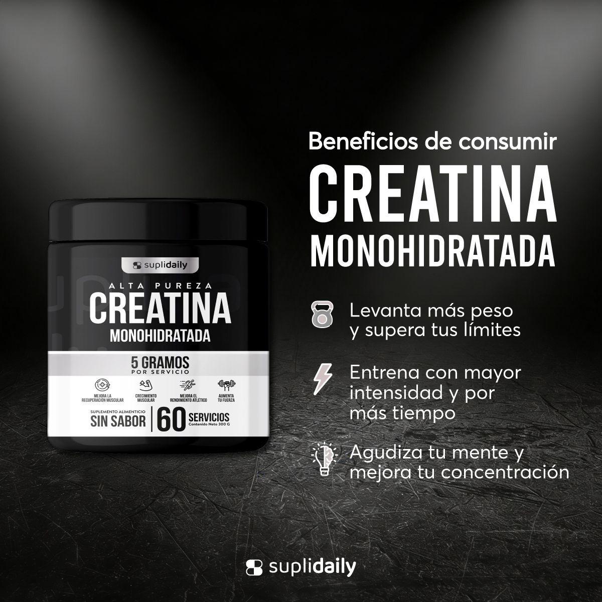 Creatina Monohidratada 100 Pura 300g 60 Porciones Sin Sabor Suplidaily Alta Calidad-3