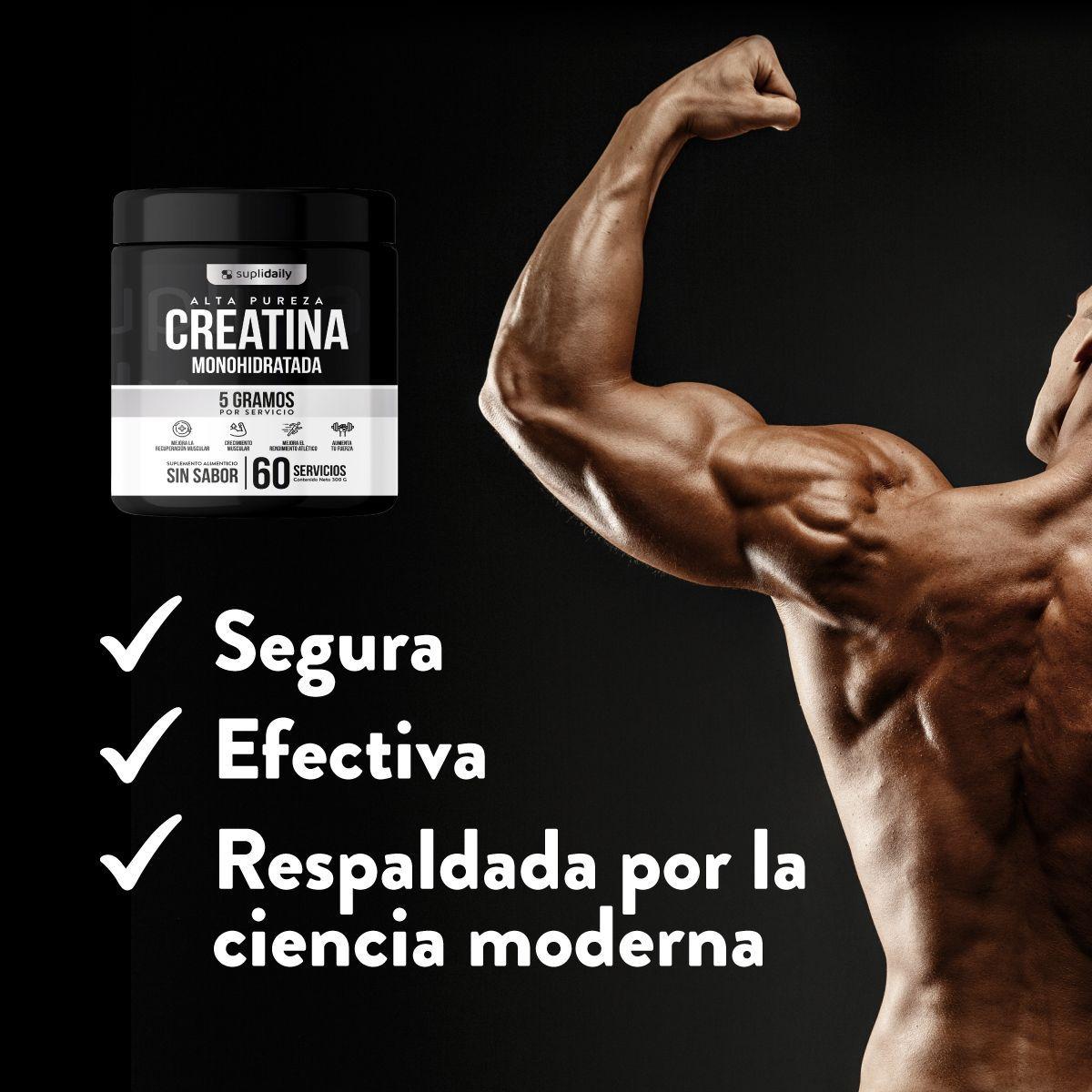 Creatina Monohidratada 100 Pura 300g 60 Porciones Sin Sabor Suplidaily Alta Calidad-4