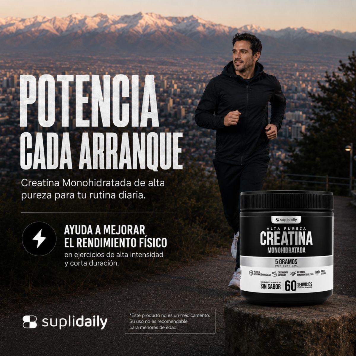 Creatina Monohidratada 100 Pura 300g 60 Porciones Sin Sabor Suplidaily Alta Calidad-6