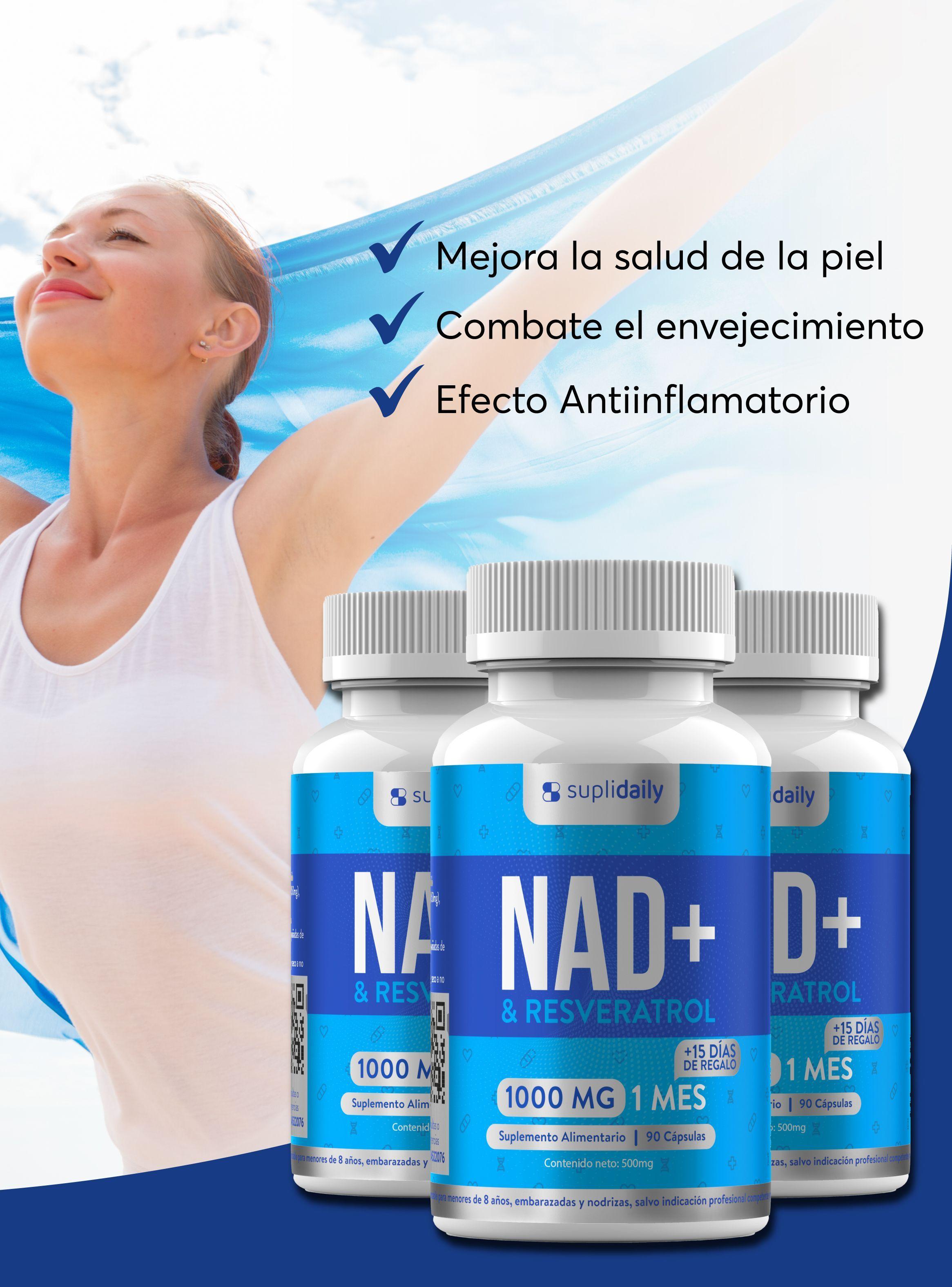 Nad + Resveratrol Suplemento 1000 Mg 270 Capsulas Premium Pack x 3-4