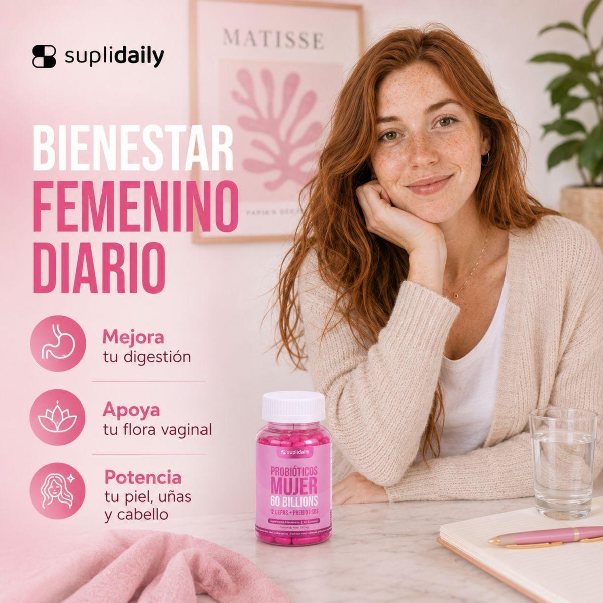 Probióticos Mujer 60 Billones 12 Cepas 180 cápsulas Prebióticos 6 Meses   -6