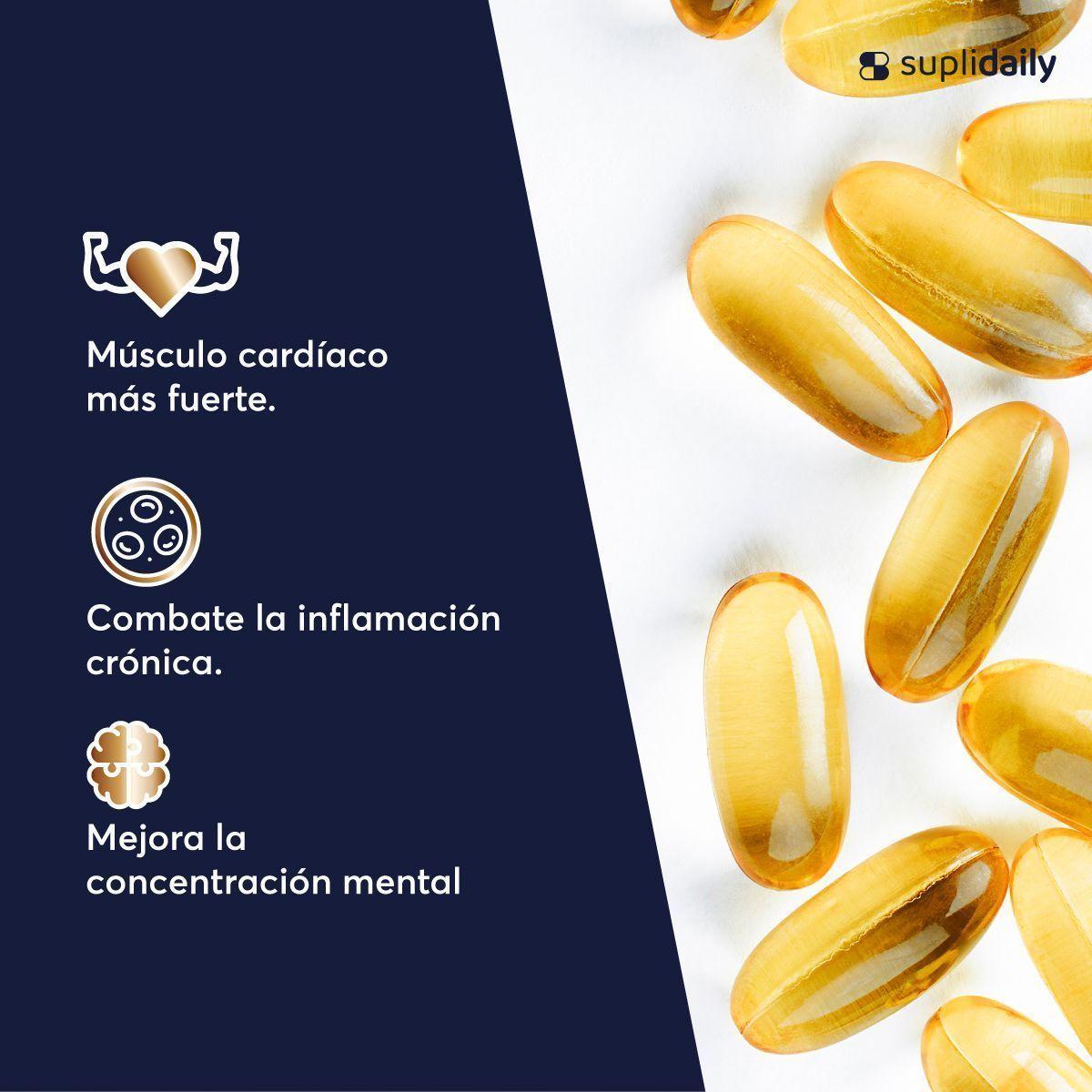 Omega 3 800 EPA 400 DHA SupliDaily 180 Capsulas Alta Pureza Sin Sabor-3