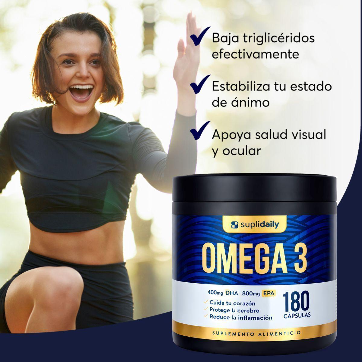 Omega 3 800 EPA 400 DHA SupliDaily 180 Capsulas Alta Pureza Sin Sabor-4