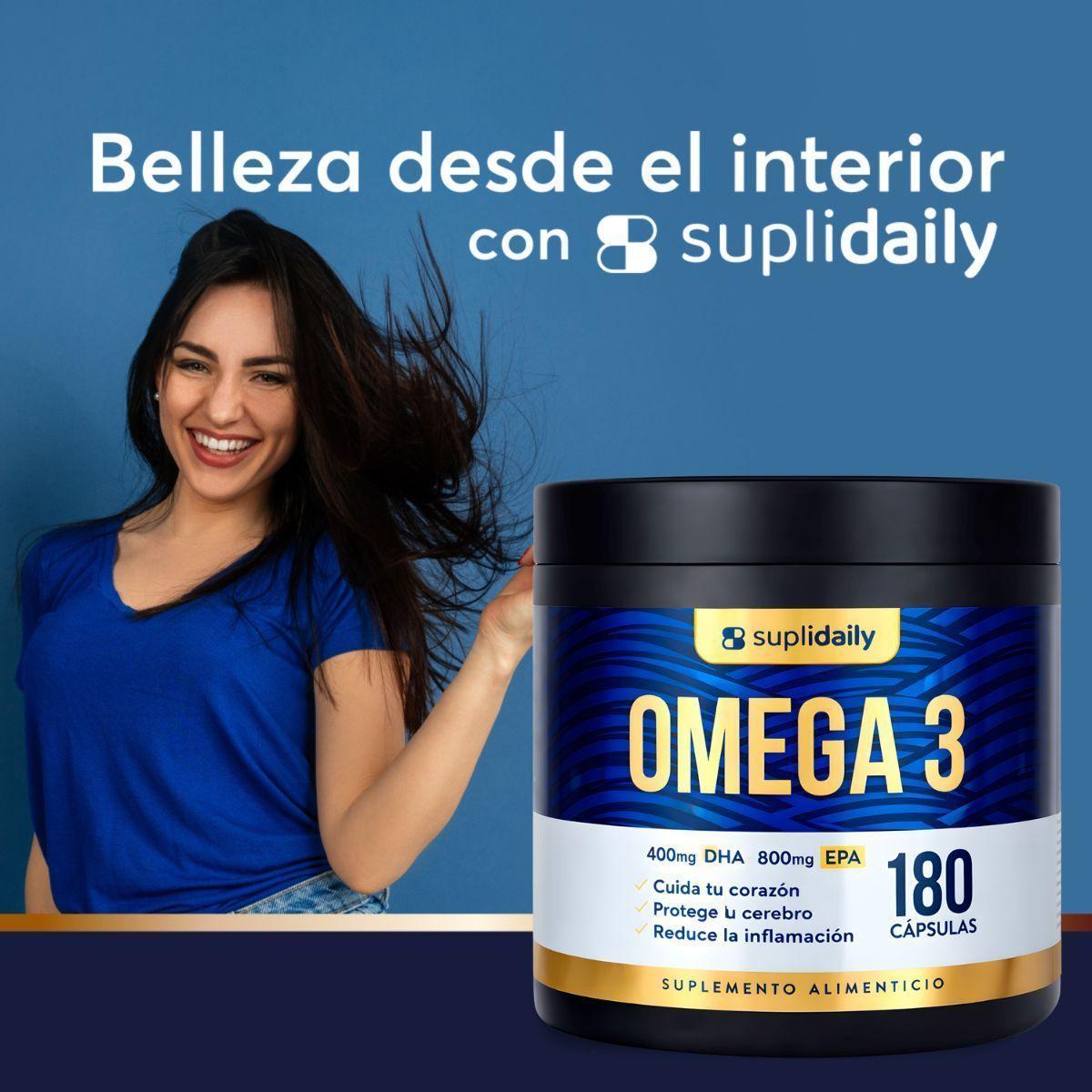 Omega 3 800 EPA 400 DHA SupliDaily 180 Capsulas Alta Pureza Sin Sabor-6