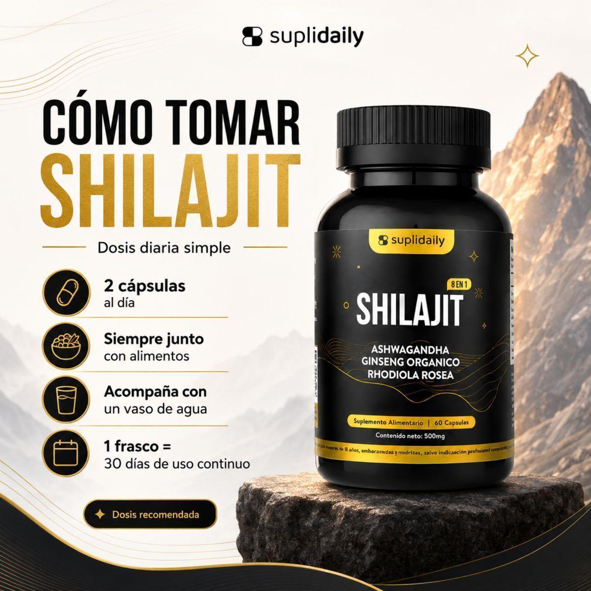 Shilajit 8 En 1  Puro Himalaya Energía Rendimiento Pack X2 Vitalidad 120 Cáp-6