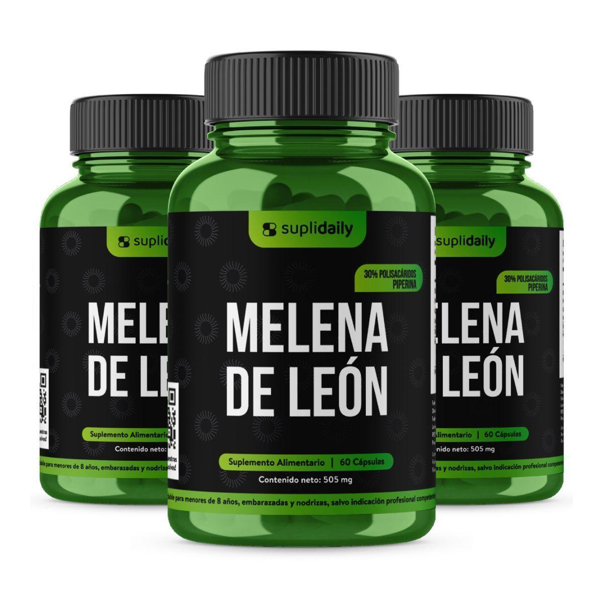 Pack x3 Melena De León SupliDaily 505mg 180 Cap Con Piperina Alta Potencia-0
