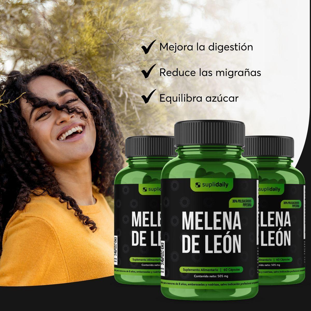 Pack x3 Melena De León SupliDaily 505mg 180 Cap Con Piperina Alta Potencia-2