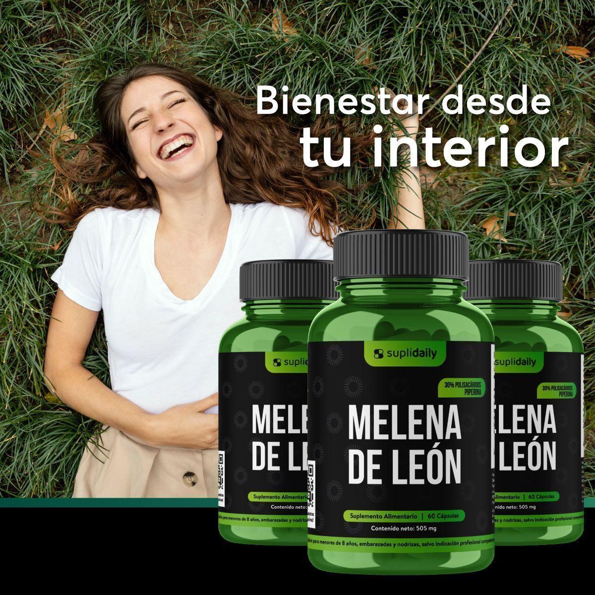 Pack x3 Melena De León SupliDaily 505mg 180 Cap Con Piperina Alta Potencia-4