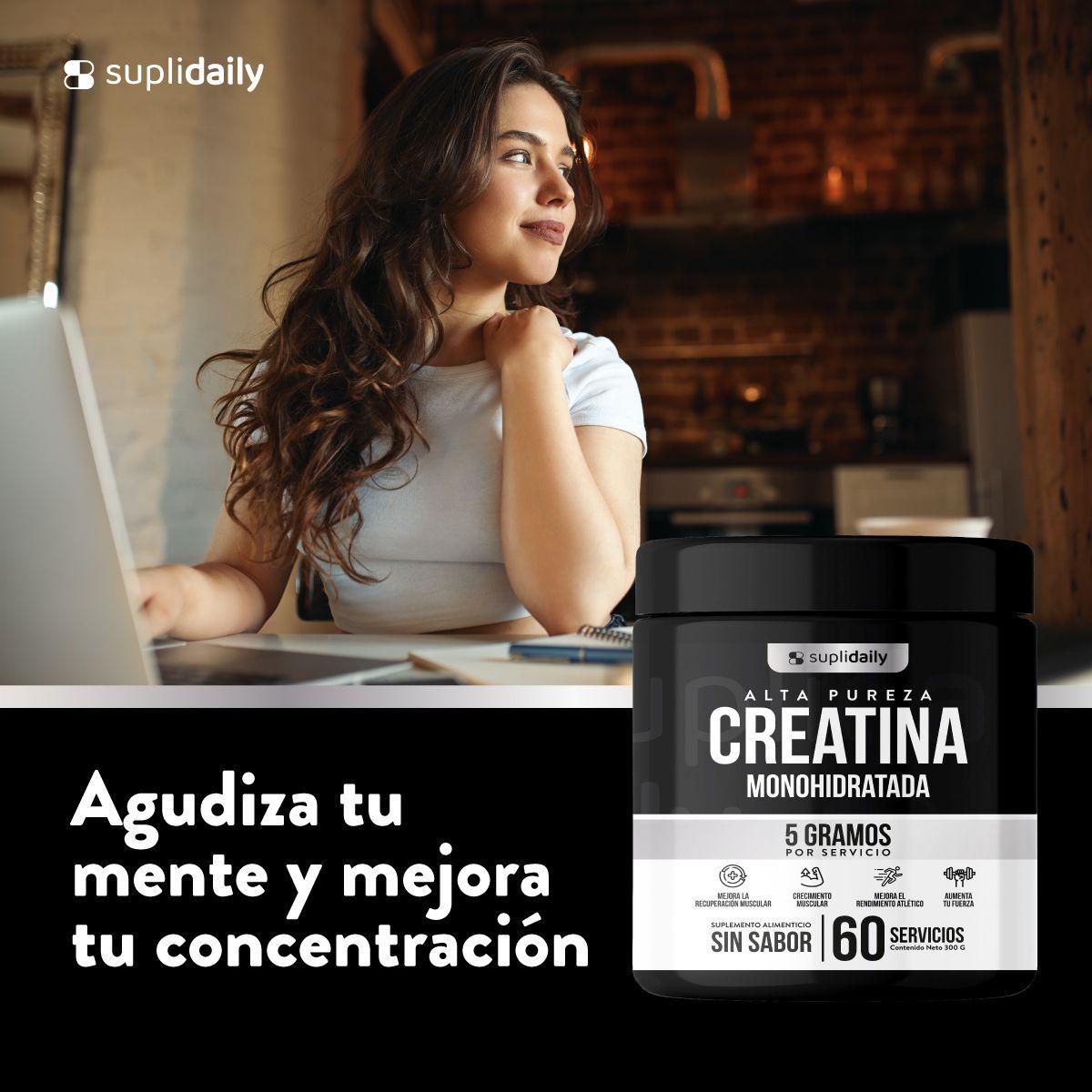 Pack 3 Creatina Monohidrato 100 Pura SupliDaily 900g 180 Porciones Sin Sabor Alta Calidad-2