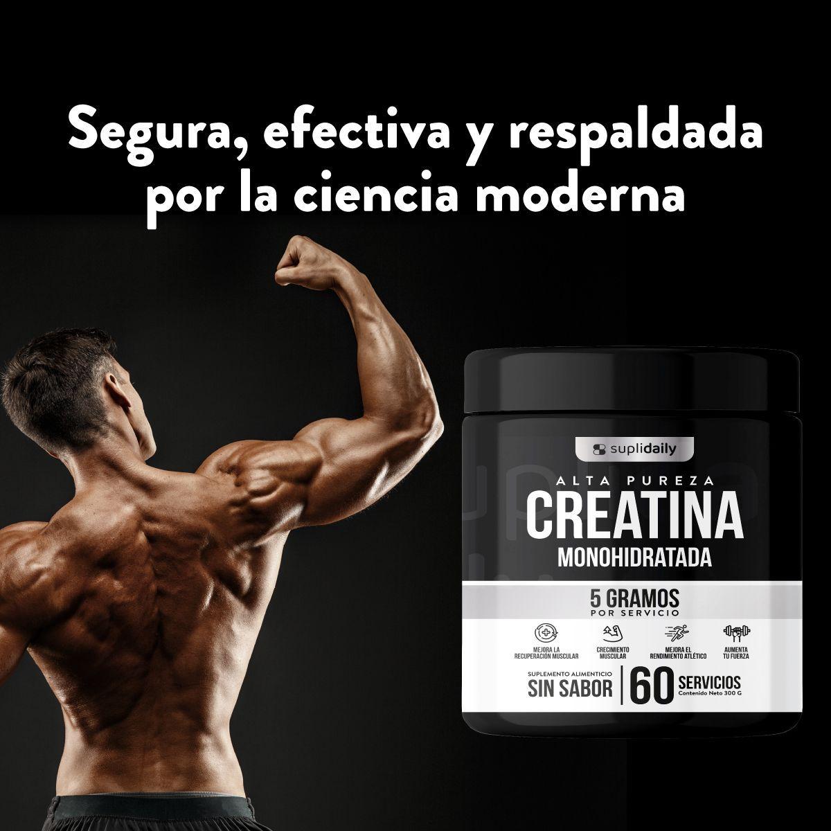 Pack 3 Creatina Monohidrato 100 Pura SupliDaily 900g 180 Porciones Sin Sabor Alta Calidad-5