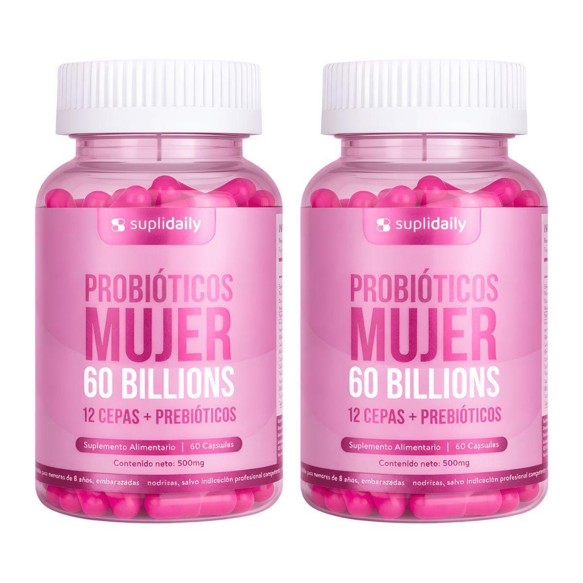 Probióticos Mujer 60 Billones 12 Cepas 120 cápsulas Prebióticos 4 Meses-0