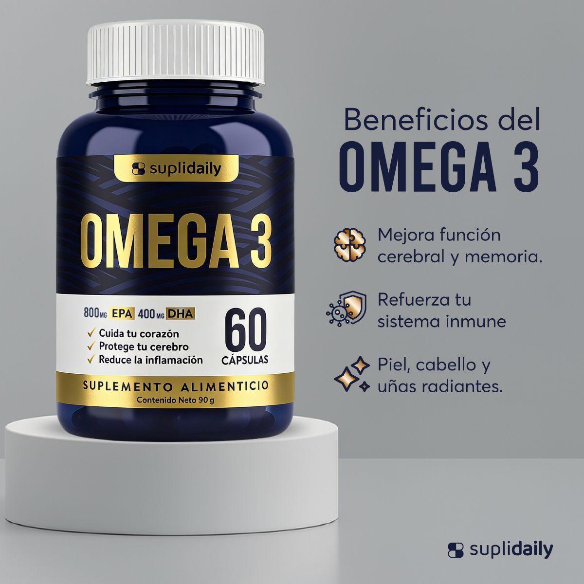 OMEGA 3 SupliDaily 120 cápsulas Alta concentración EPA 800 mg / DHA 400 mg-3