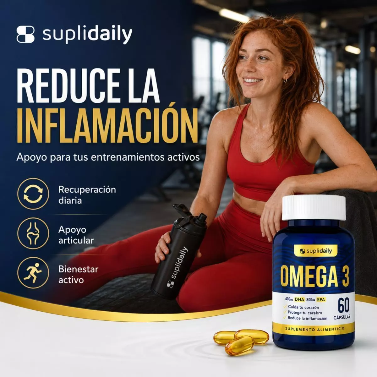 OMEGA 3 SupliDaily 120 cápsulas Alta concentración EPA 800 mg / DHA 400 mg-4