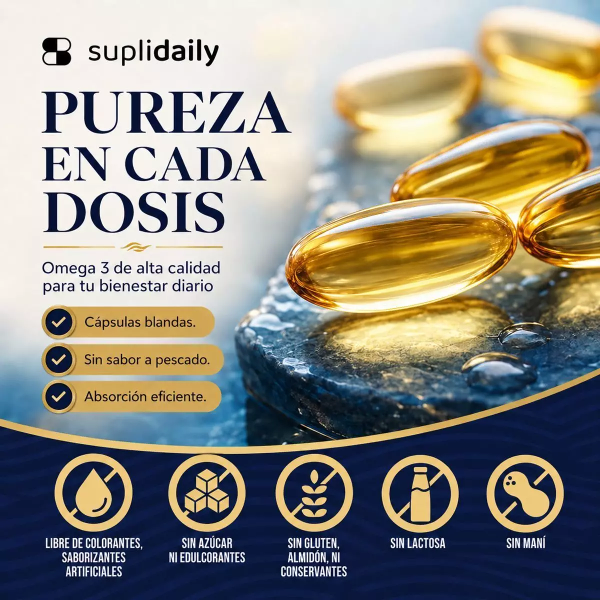 OMEGA 3 SupliDaily 120 cápsulas Alta concentración EPA 800 mg / DHA 400 mg-5