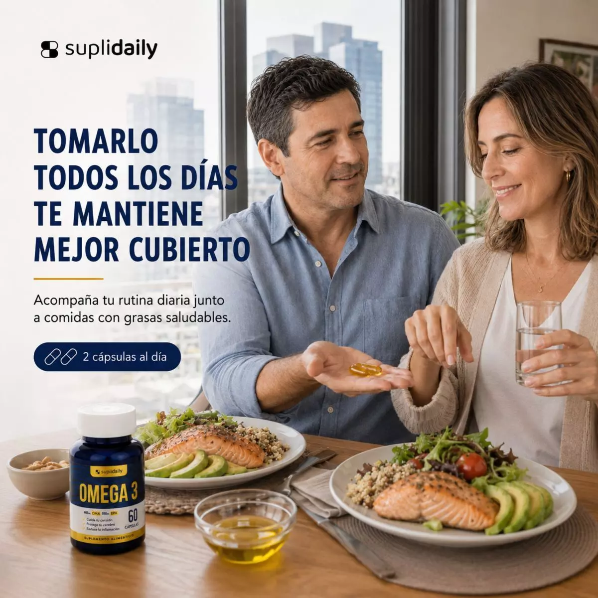 OMEGA 3 SupliDaily 120 cápsulas Alta concentración EPA 800 mg / DHA 400 mg-8