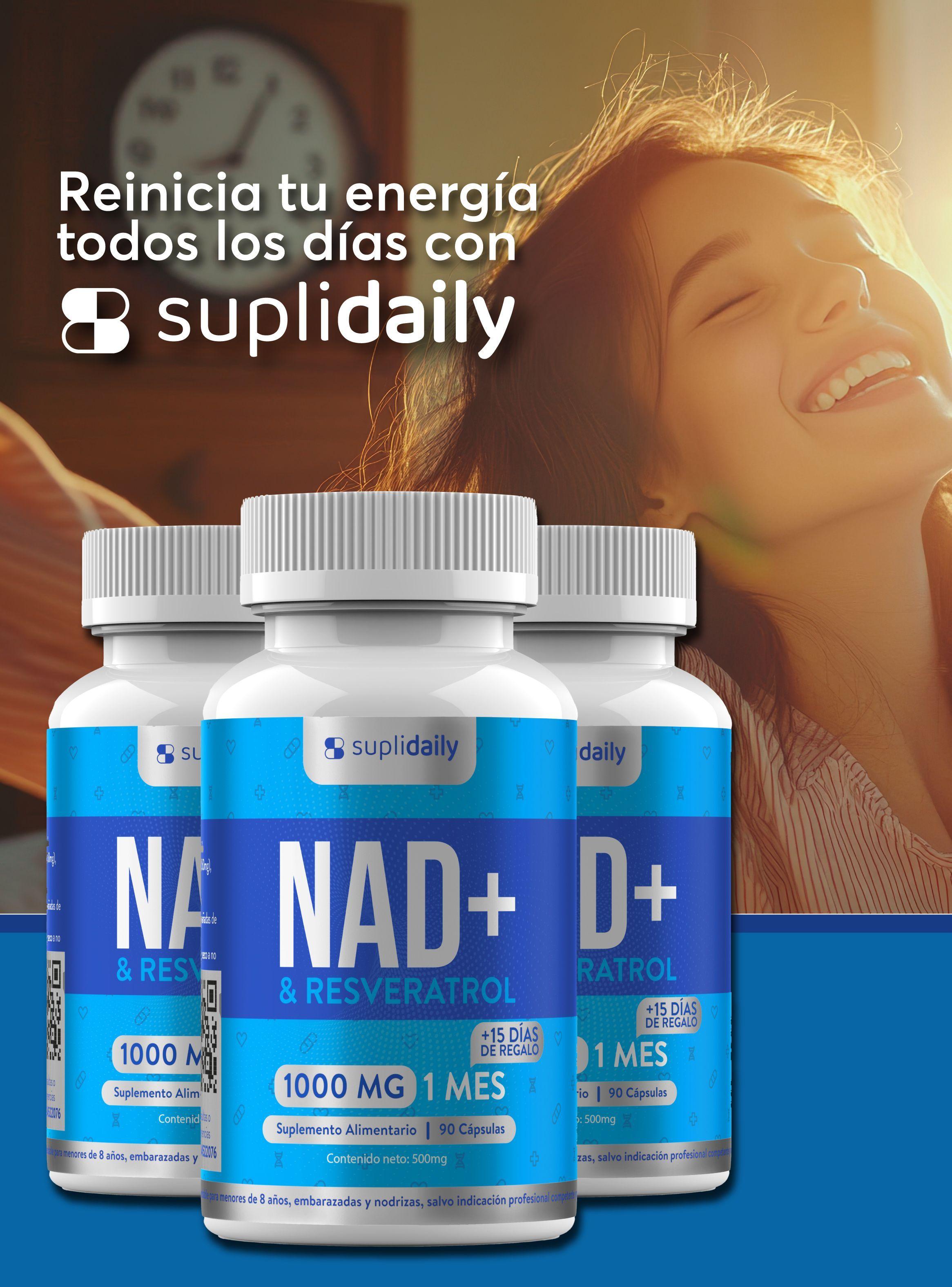 Nad + Resveratrol Suplemento 1000 Mg 90 Capsulas Premium SupliDaily-4