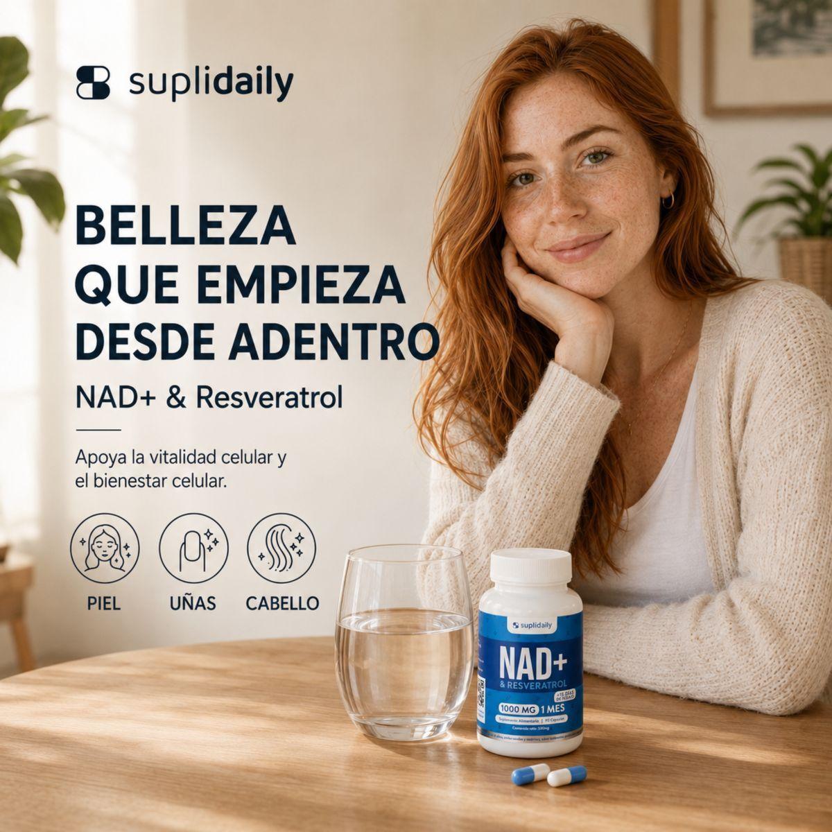 Nad + Resveratrol Suplemento 1000 Mg 90 Capsulas Premium SupliDaily-6