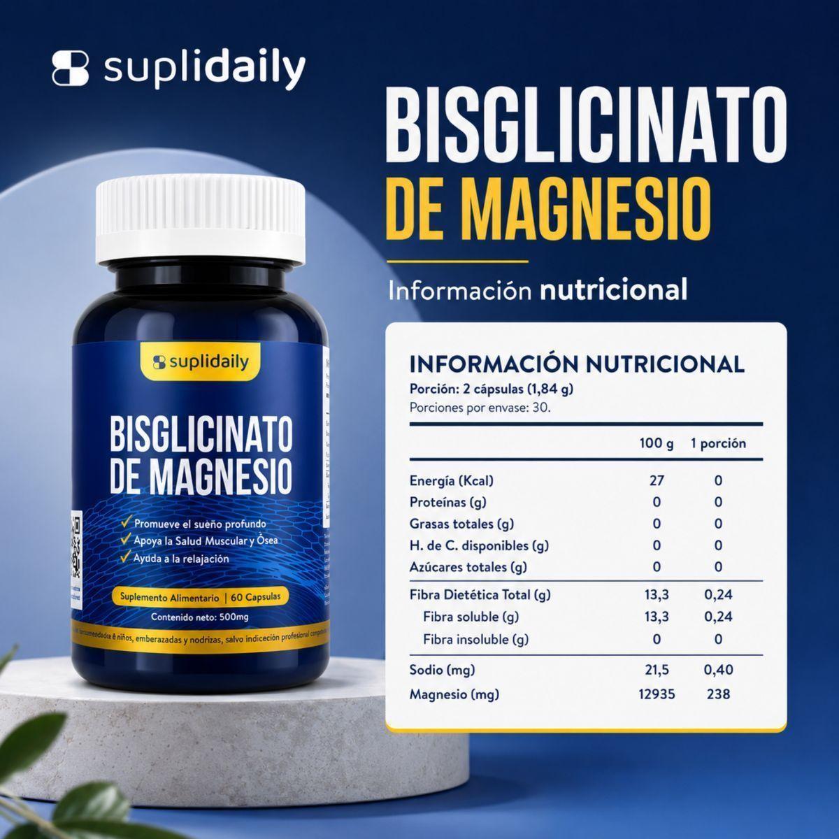 Bisglicinato de Magnesio Alta Absorción 60 Cápsulas Relajación y Función Muscula-9