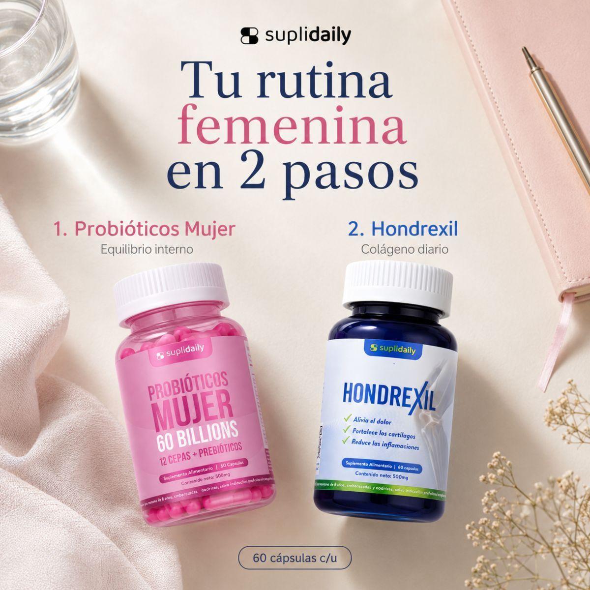 Pack Bienestar Femenino Probi ticos 60 Cap Y Col geno Hondrexil 60 Cap SupliDaily-9