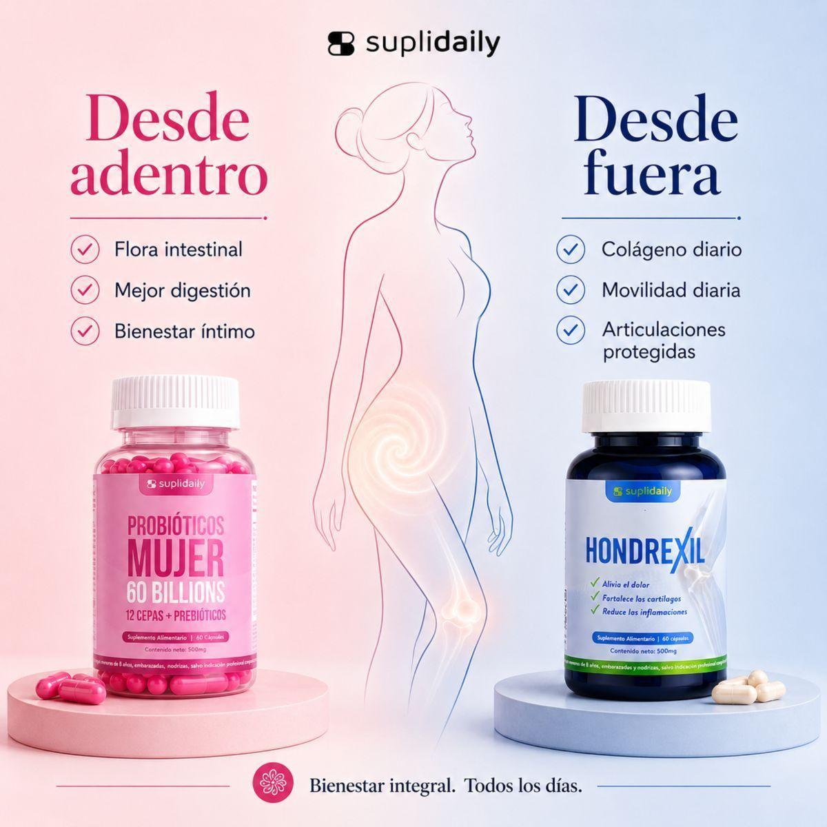 Pack Bienestar Femenino Probi ticos 60 Cap Y Col geno Hondrexil 60 Cap SupliDaily-3