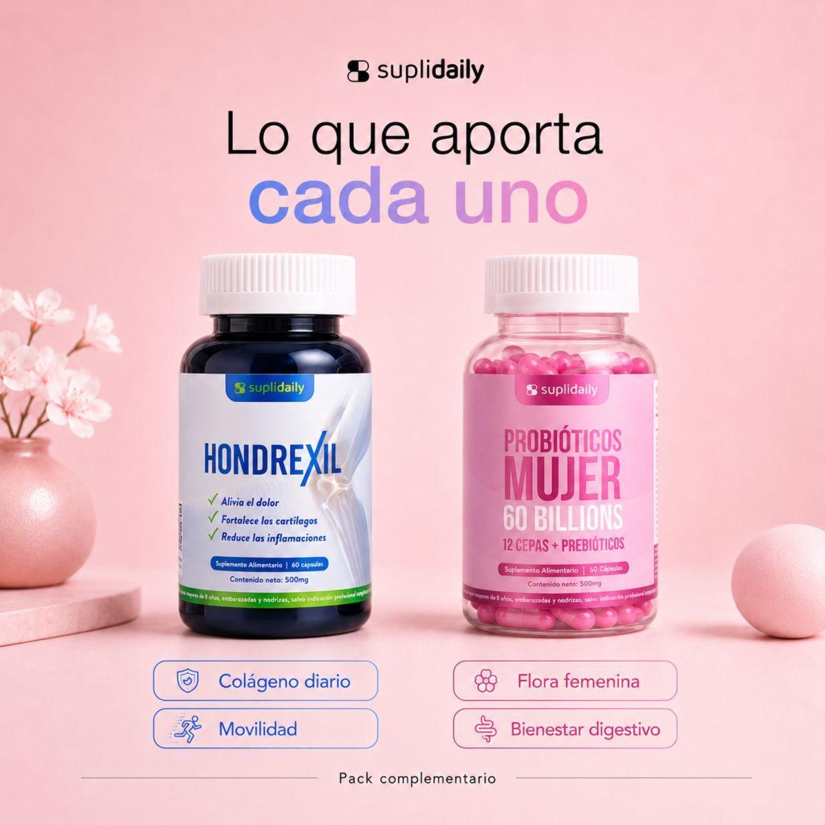 Pack Bienestar Femenino Probi ticos 60 Cap Y Col geno Hondrexil 60 Cap SupliDaily-6