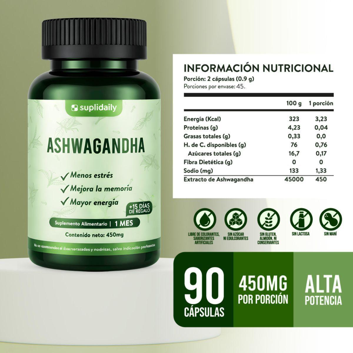 PACK X2 Ashwagandha Premium 450 Mg  90 Porciones Suplidaily-1