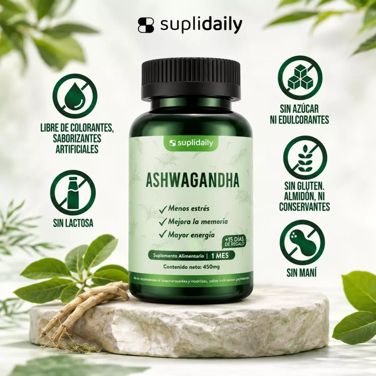 PACK X2 Ashwagandha Premium 450 Mg  90 Porciones Suplidaily-7