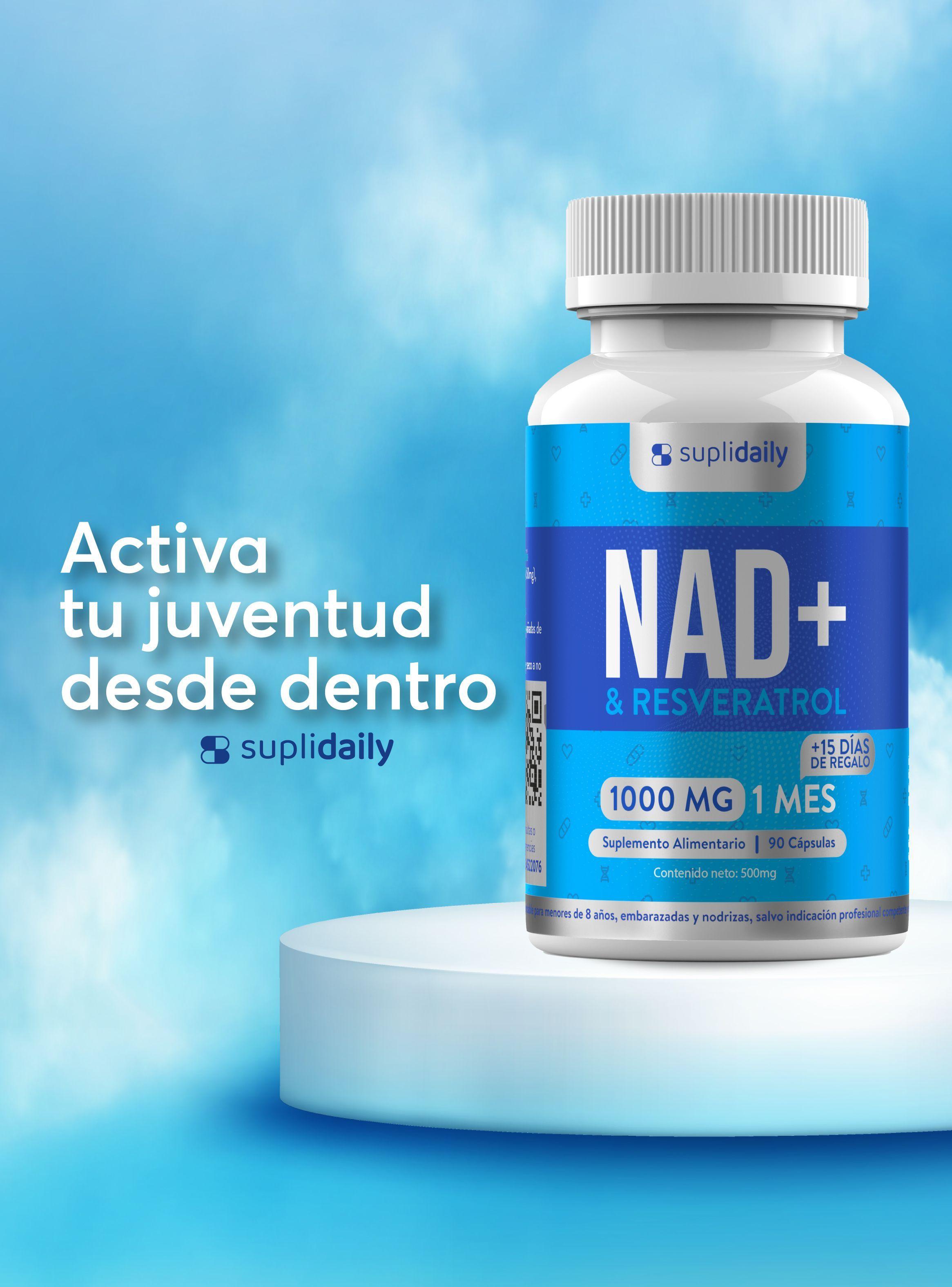 NAD + Resveratrol Suplemento 1000 Mg 90 Capsulas Premium pack x 2-7