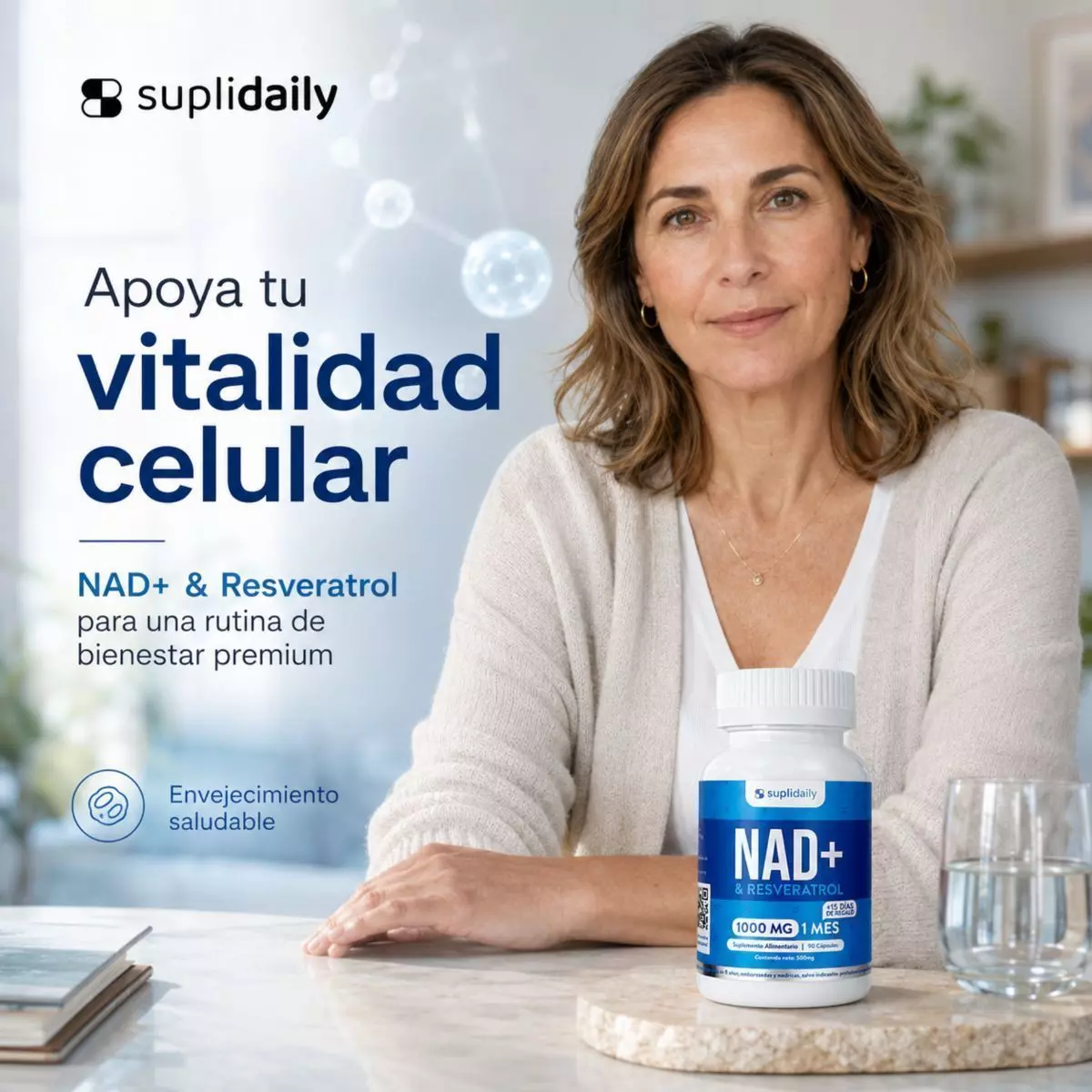 NAD + Resveratrol Suplemento 1000 Mg 90 Capsulas Premium pack x 2-4