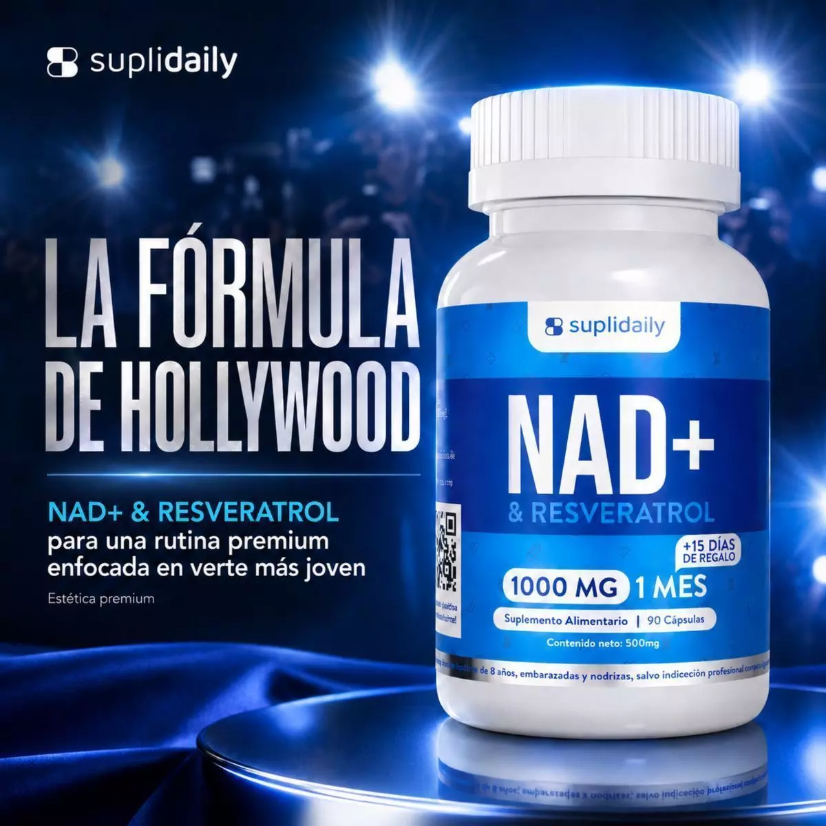 NAD + Resveratrol Suplemento 1000 Mg 90 Capsulas Premium pack x 2-5