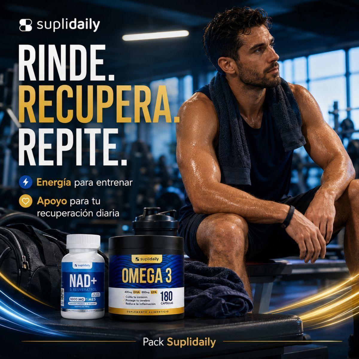 Pack NAD Resveratrol Omega 3 SupliDaily Longevidad Anti Edad-4