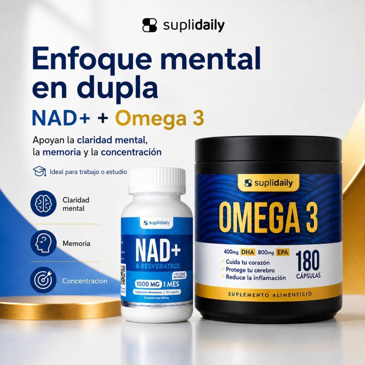 Pack NAD Resveratrol Omega 3 SupliDaily Longevidad Anti Edad-5
