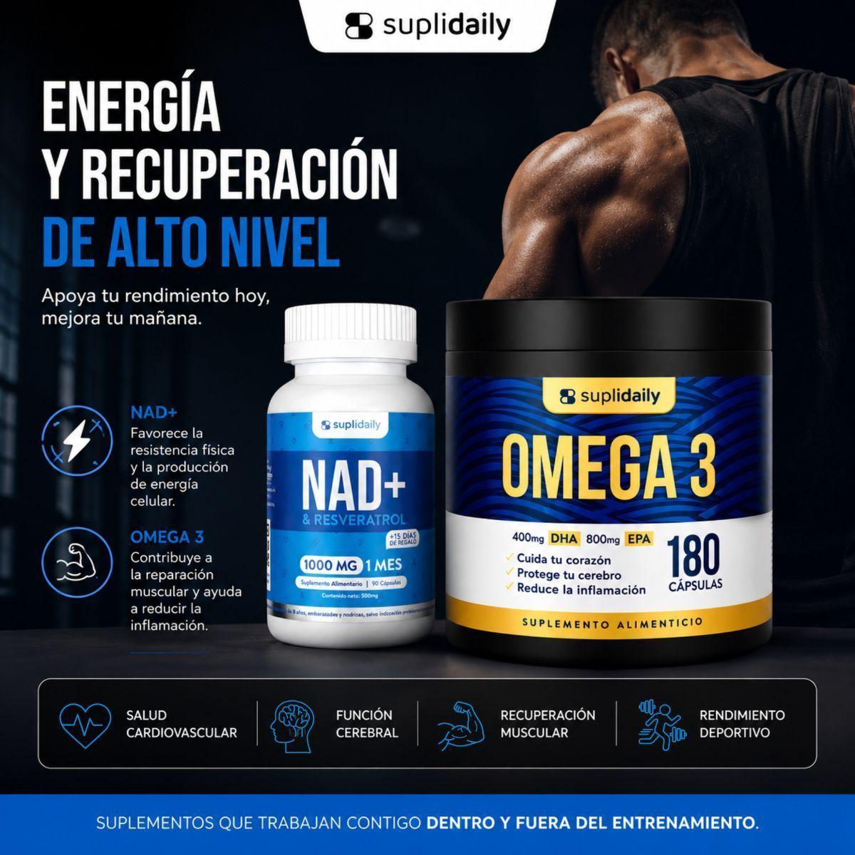 Pack NAD Resveratrol Omega 3 SupliDaily Longevidad Anti Edad-6