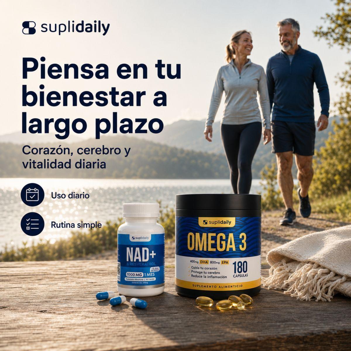 Pack NAD Resveratrol Omega 3 SupliDaily Longevidad Anti Edad-8