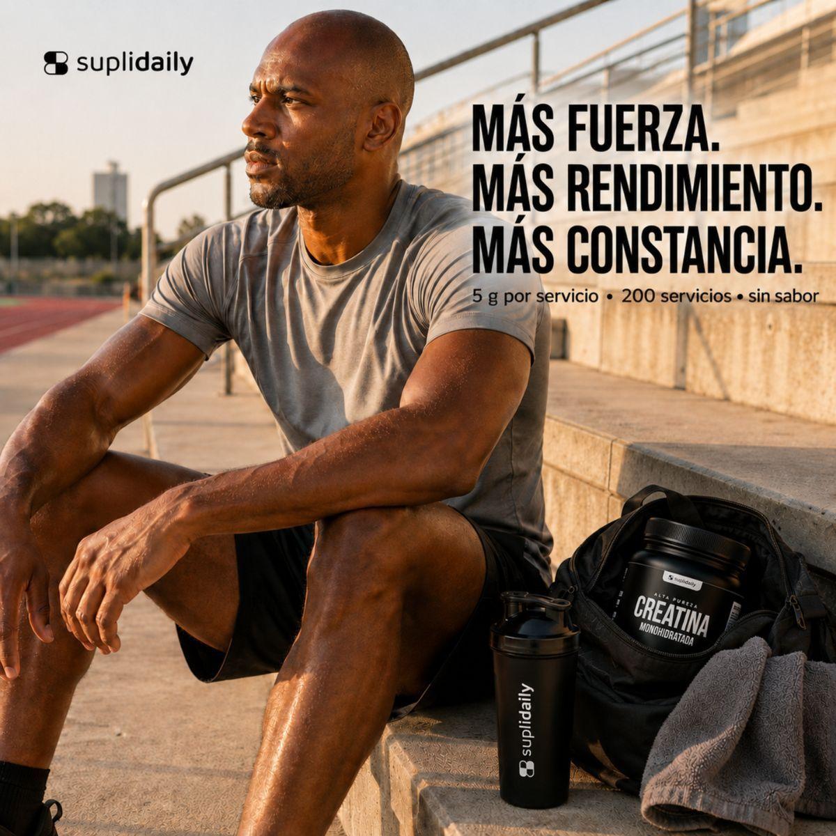 Creatina Monohidratada 100 Sin Sabor SupliDaily 1kg 200 Porc Alta Calidad Rendimiento Entrenamiento-6