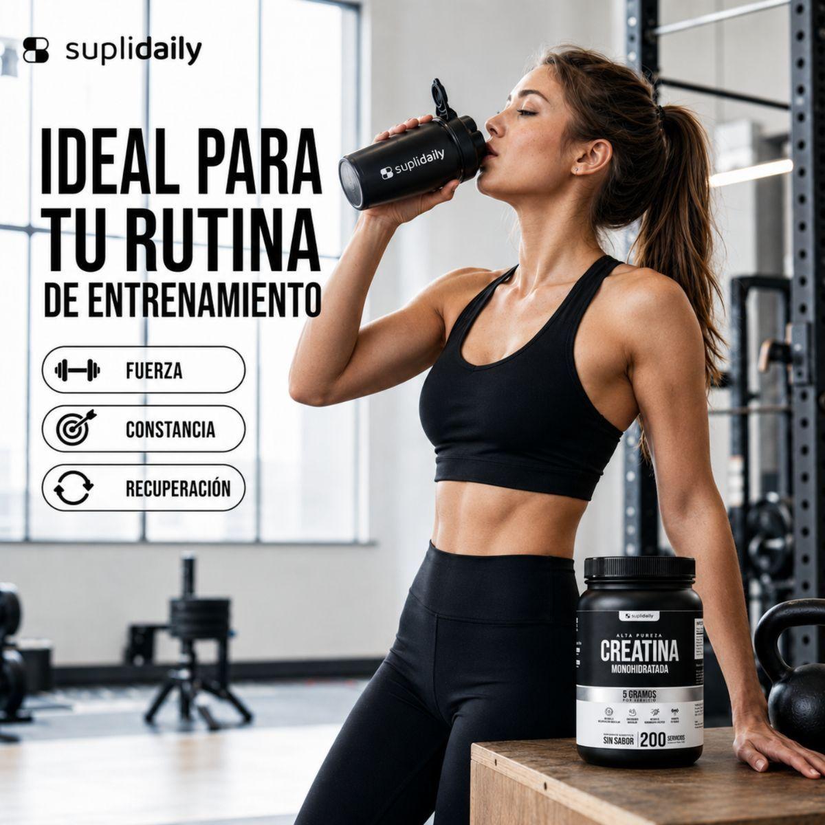 Creatina Monohidratada 100 Sin Sabor SupliDaily 1kg 200 Porc Alta Calidad Rendimiento Entrenamiento-5