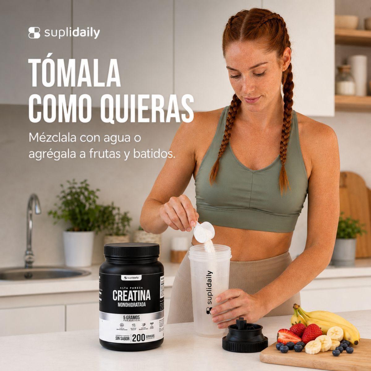 Creatina Monohidratada 100 Sin Sabor SupliDaily 1kg 200 Porc Alta Calidad Rendimiento Entrenamiento-7