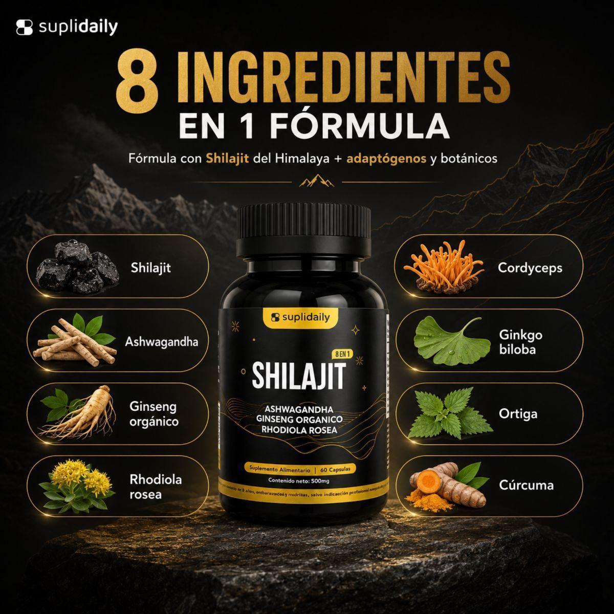 Shilajit 8 En 1  Puro Himalaya Energía Rendimiento 60 Caps-2