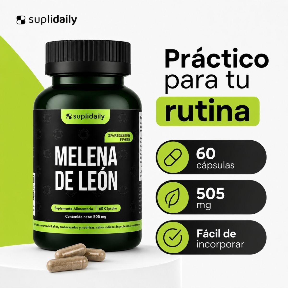Melena De León SupliDaily 505mg 60 Caps Con Piperina Alta Potencia -5