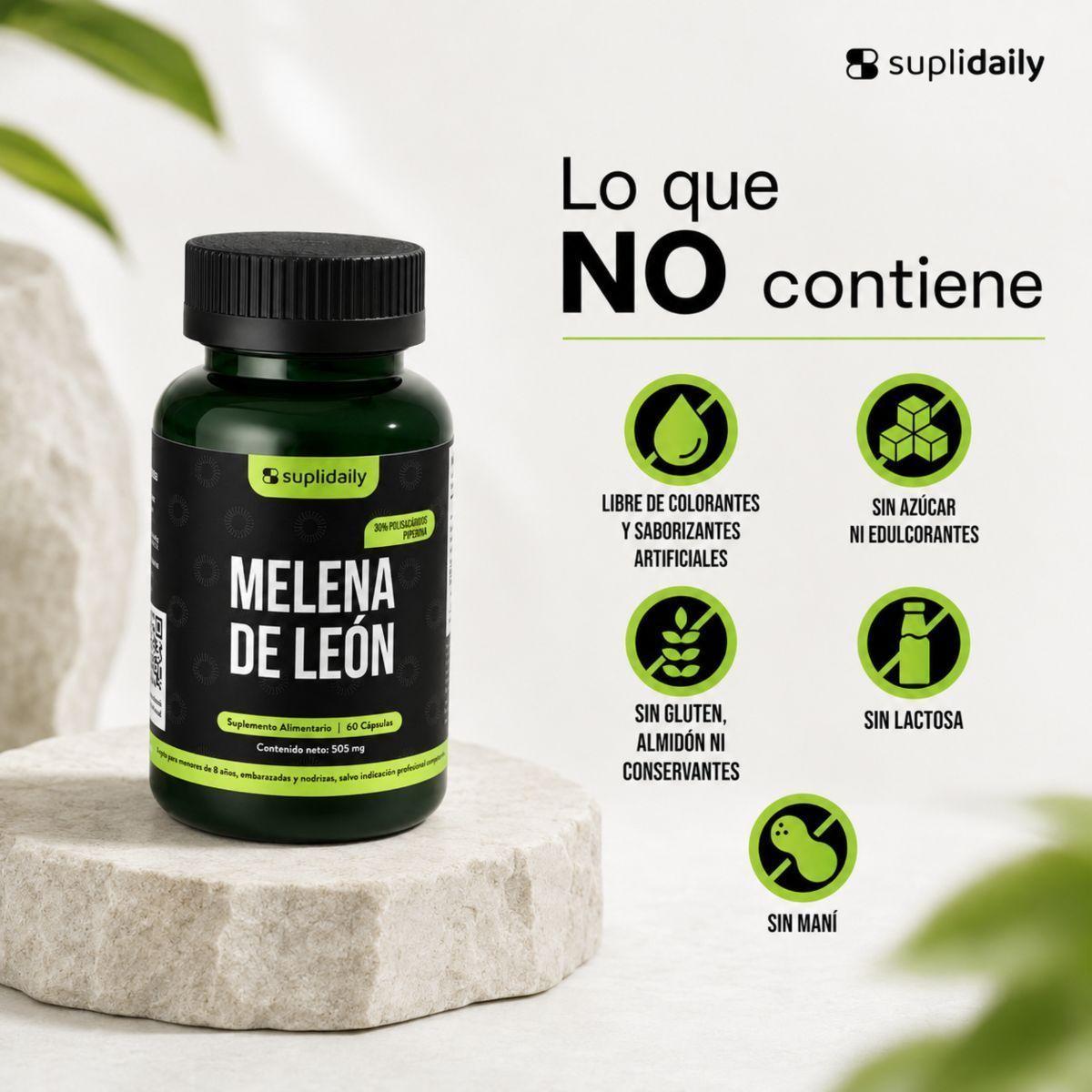Melena De León SupliDaily 505mg 60 Caps Con Piperina Alta Potencia -7